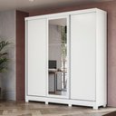 Ver imagem 1 de Guarda-roupa Casal Kappesberg 3 Portas Reversiveis de Correr 3 Espelhos 2 Cabideiros Branco