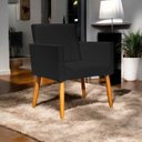 Ver imagem 2 de Poltrona Decorativa para Sala Recepção Consultório Nina Material Sintético Cores Pé Palito Castanho