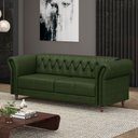 Ver imagem 1 de Sofá Living Sala de Estar Stanford Chesterfield 2 Lugares 220cm Pés de Madeira Couro Verde Manchado