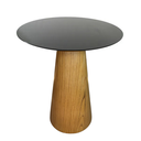Ver imagem 1 de Mesa de Apoio Cone Base Laminada em Madeira Natural - Tampo Laqueado 70cm Altura 60cm - Preto