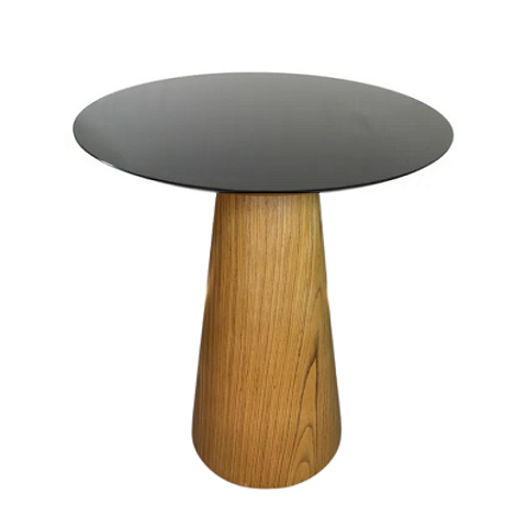 Mesa de Apoio Cone Base Laminada em Madeira Natural - Tampo Laqueado 70cm Altura 60cm - Preto