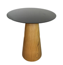 Ver imagem 1 de Mesa de Apoio Cone Base Laminada em Madeira Natural - Tampo Laqueado 70cm Altura 60cm - Preto