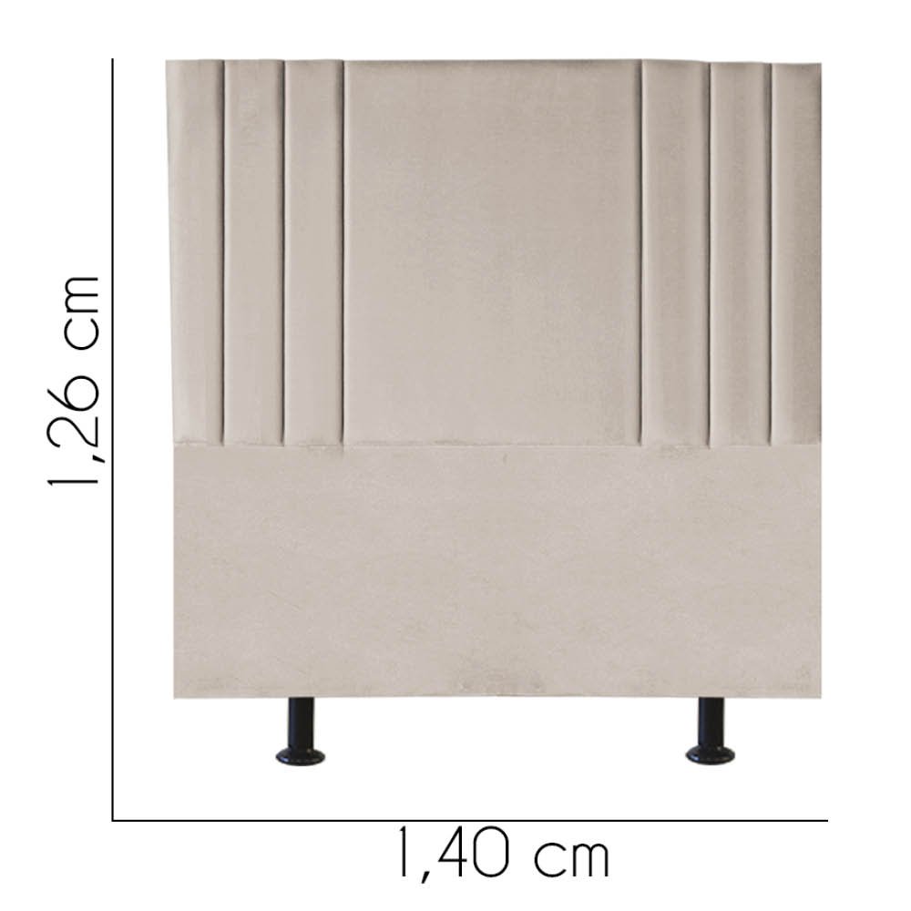 Cabeceira Estofada Casal Grécia 140cm Suede Bege - 3