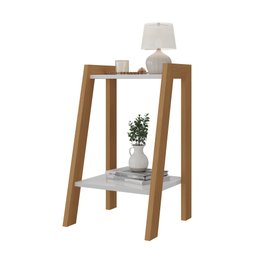 Mesa de Cabeceira Suporte Organizador Isabella Branco Pés Madeira - 3