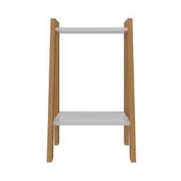 Mesa de Cabeceira Suporte Organizador Isabella Branco Pés Madeira - 2
