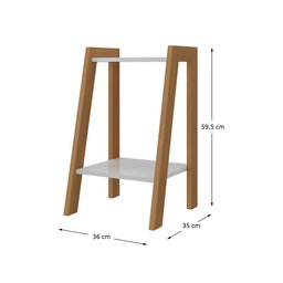 Mesa de Cabeceira Suporte Organizador Isabella Branco Pés Madeira - 4