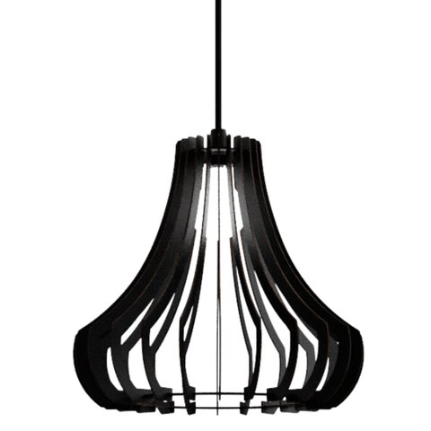 Luminária Teto tipo Pendente GANCHO MDF Completa -:Preta