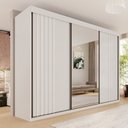 Ver imagem 1 de Guarda-Roupa Casal 3 Portas 6 Gavetas 100% MDF Ripado Londrina Branco