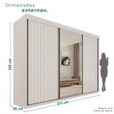 Ver imagem 3 de Guarda-Roupa Casal 3 Portas 6 Gavetas 100% MDF Ripado Londrina Branco