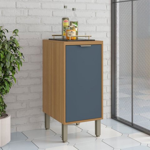 Balcão de Cozinha 40 Cm Colors 1 Porta 100% Mdf Freijó/azul Secreto - Kits Paraná