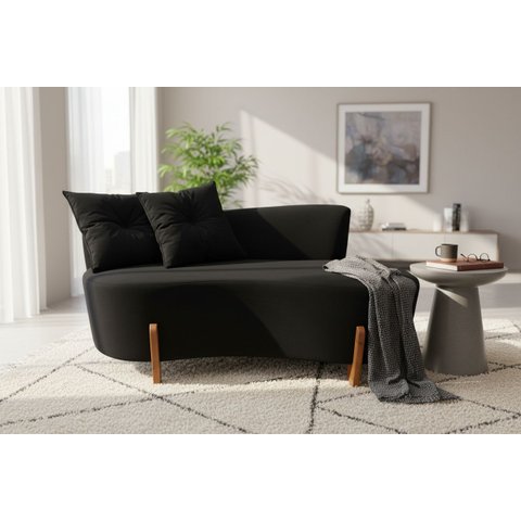 Namoradeira Sofá Feijão Luna 130cm Orgânica Veludo Preto