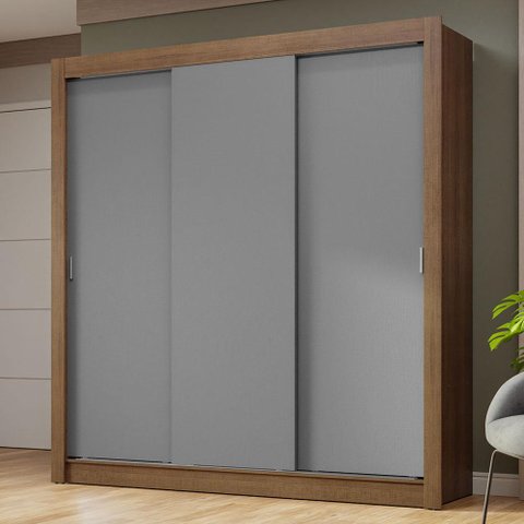 Guarda-roupa Casal 3 Portas de Correr Rustic/cinza Nobre Madesa