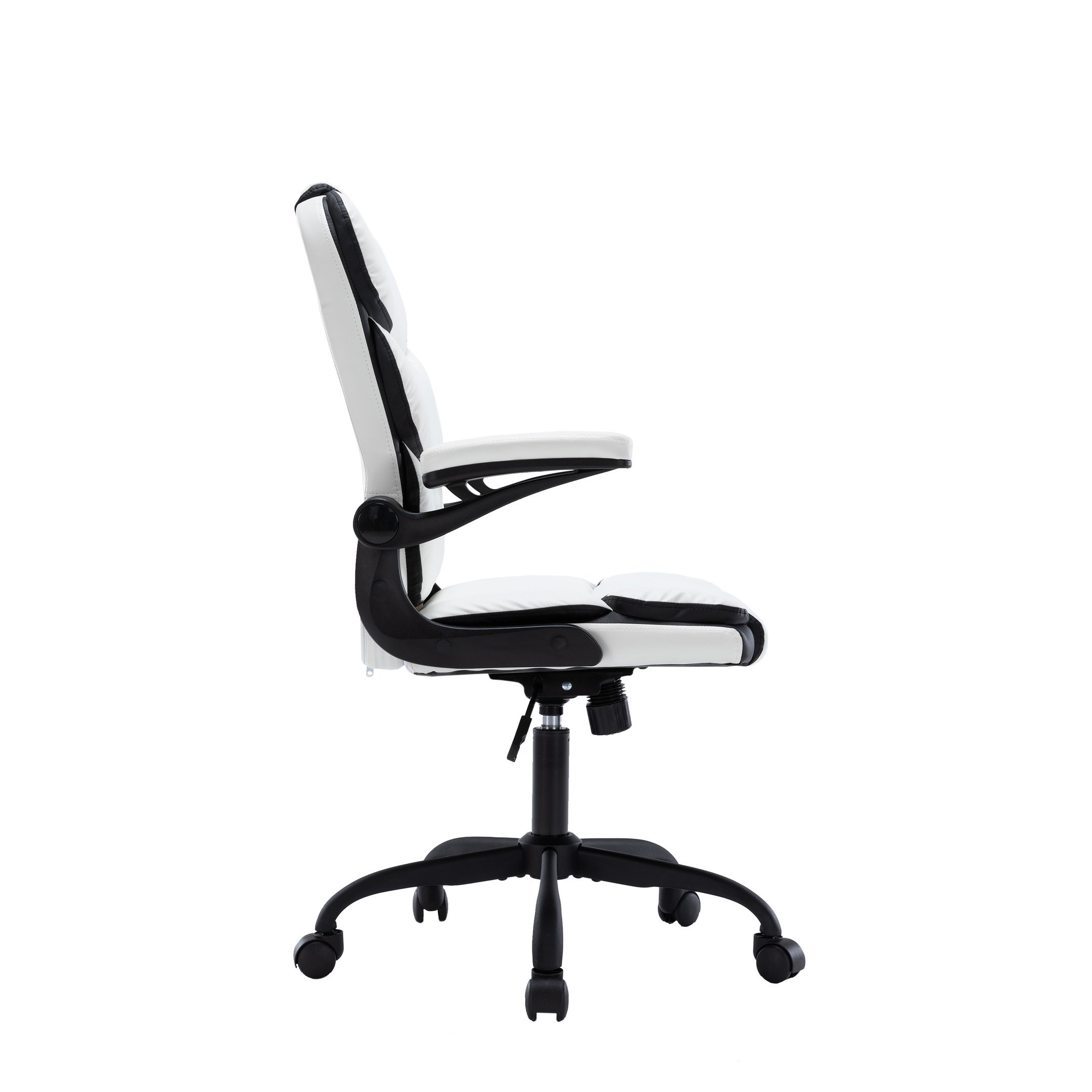 Cadeira Yamasoro Home Office Confortável de Couro com Design Ondulado (Branco e Preto) - 6