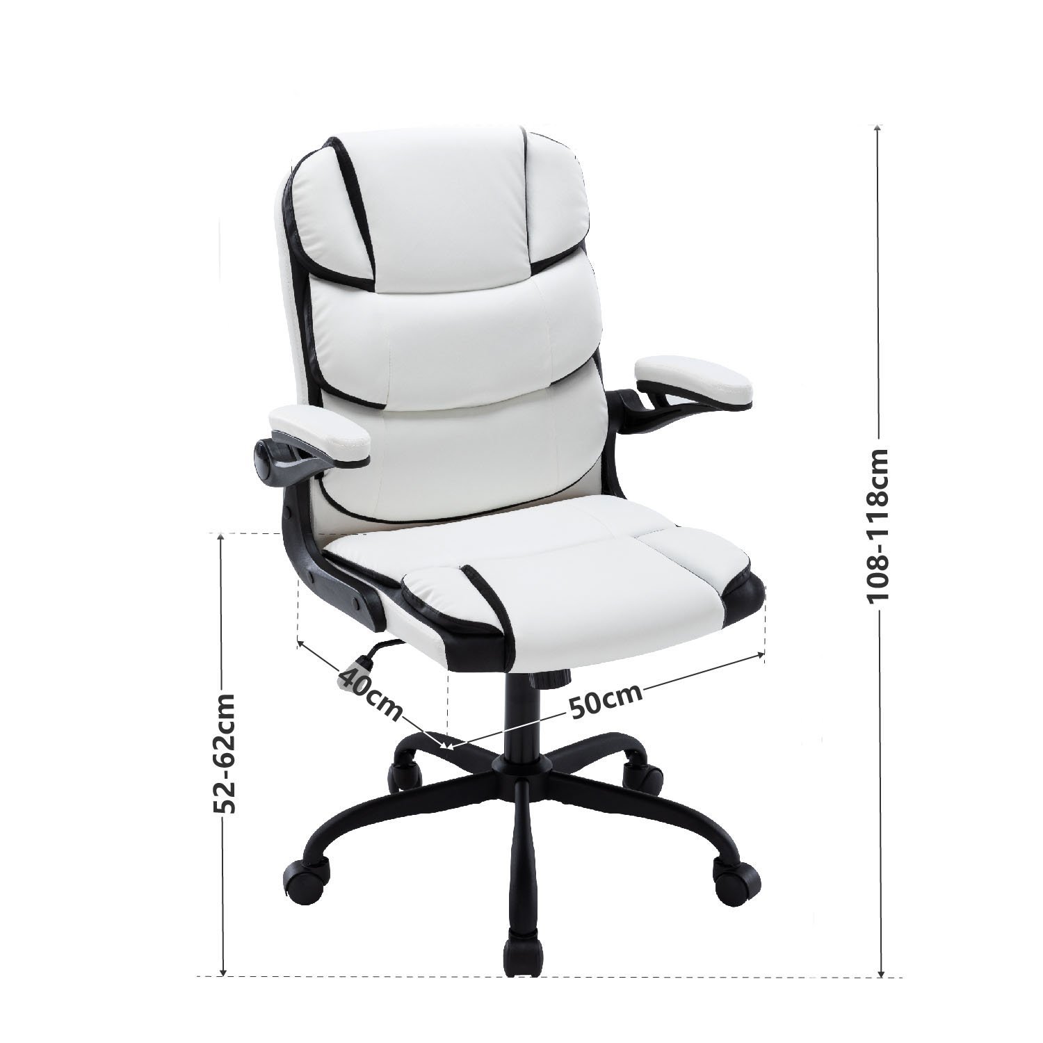 Cadeira Yamasoro Home Office Confortável de Couro com Design Ondulado (Branco e Preto) - 7