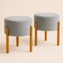Ver imagem 1 de KIT PUFF APOLO  PES DE MADEIRA  CINZA VELUDO