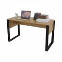 Ver imagem 2 de Escrivaninha Mesa para Escritório 136cm Me4200 Amêndoa Preto Tecnomobili