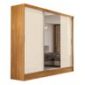 Guarda-Roupa Casal com Espelho 3 Portas de Correr e 2 Gavetas Plata Cinamomo/ Off White - 2