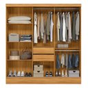 Ver imagem 4 de Guarda-Roupa Casal com Espelho 3 Portas de Correr e 2 Gavetas Plata Yescasa Cinamomo/Off White Marrom