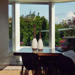 Decoração de Sala Dupla Vaso Tulipa de Cerâmica Marrom e Palha Ganash - 8