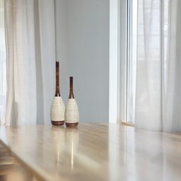 Decoração de Sala Dupla Vaso Tulipa de Cerâmica Marrom e Palha Ganash - 6