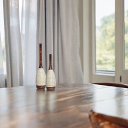 Decoração de Sala Dupla Vaso Tulipa de Cerâmica Marrom e Palha Ganash - 7