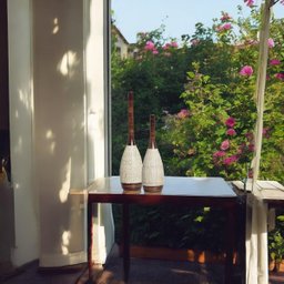 Decoração de Sala Dupla Vaso Tulipa de Cerâmica Marrom e Palha Ganash - 10