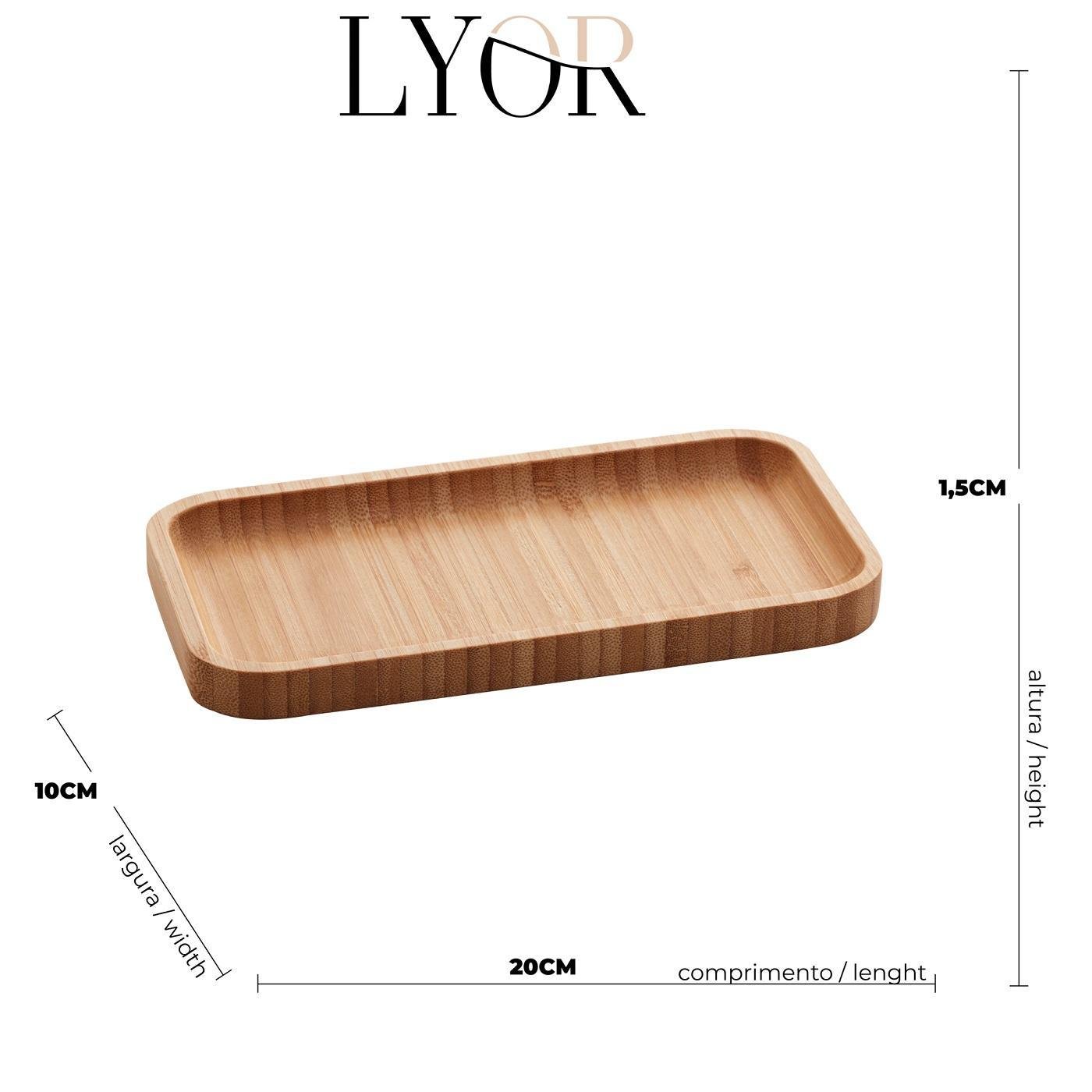 Bandeja de Bambu Hire Retangular Pequena 20x10x1,5cm Lyor - 6