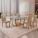 Ver imagem 7 de Mesa de Jantar Milena 180cm Tampo MDF Vidro Canto Copo com 6 Cadeiras Lorena Moderna Mobília