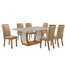 Ver imagem 1 de Mesa de Jantar Milena 180cm Tampo MDF Vidro Canto Copo com 6 Cadeiras Lorena Moderna Mobília