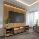 Ver imagem 1 de Rack com Painel para TV até 85 Polegadas Vidro Reflecta 100% MDF LED Lincoln Float 215cm Carvalho