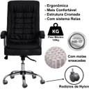 Ver imagem 3 de Cadeira Presidente C/ Mola Ensacada Cor Preta Big