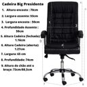 Ver imagem 2 de Cadeira Presidente C/ Mola Ensacada Cor Preta Big
