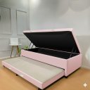Ver imagem 2 de Cama Box Baú Solteiro com Auxiliar (Bicama) + Colchão Solteiro Espuma D20 12cm | Kit Completo com Ca