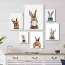 Ver imagem 1 de Composição 6 Quadros Decorativos Coelhinhos:madeira Branca