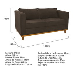 Sofá 2 Lugares Europa Suede Marrom - Am Decor - 4