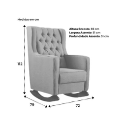 Poltrona Amamentação Balanço com Puff Versão Premium Itália Tecido Veludo Cinza - 4