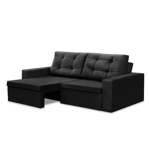 Sofá Retrátil 2 Lugares 1,80m Leticia Suede Preto Rover & Beato