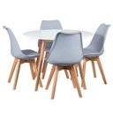 Ver imagem 1 de Mesa jantar cozinha redonda 100 cm + 4 cadeiras estofadas Leda