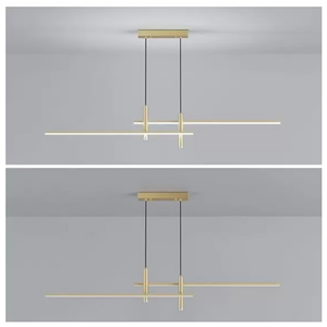 Pendente Slim Moderno Luxo para 2 Mini Dicroicas + 2 Perfis Led Integrado - 1,00m - Dourado