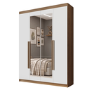 Ver imagem 3 de Guarda-Roupa Solteiro 4 Portas Batentes com Espelho Rustic/Branco/Rustic Venus Madesa