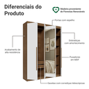 Ver imagem 5 de Guarda-Roupa Solteiro 4 Portas Batentes com Espelho Rustic/Branco/Rustic Venus Madesa