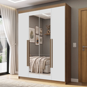 Ver imagem 1 de Guarda-Roupa Solteiro 4 Portas Batentes com Espelho Rustic/Branco/Rustic Venus Madesa