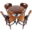 Ver imagem 1 de Cj Mesa Madeira 60cm - Bistrô Fixa 78cm + 4 Cadeiras 43 - Natural - Liso