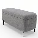Ver imagem 1 de Puff Baú Bella 140cm Pés Alumínio Preto Linho Nobre Cinza - Sallar Home