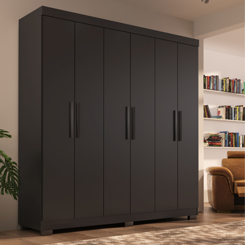 Guarda-Roupa Casal Lisboa 6 Portas 2 Gavetas com Pés