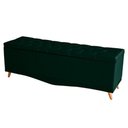Ver imagem 2 de Kit Cabeceira de Cama Box e Calçadeira Baú Helena King 195 Cm Retro Capitonê Suede Verde Eli Mó