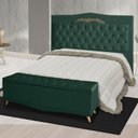 Ver imagem 1 de Kit Cabeceira de Cama Box e Calçadeira Baú Helena King 195 Cm Retro Capitonê Suede Verde Eli Mó