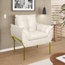 Ver imagem 7 de Kit 2 Poltronas + Namoradeira Pé Metal Dourado Recepção Sala Bege