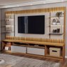 Estante para TV Até 70 Polegadas Horizonte 2 Portas 2 Gavetas Ripado com Led Tauari/Off White Fosco  - 2
