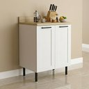 Ver imagem 2 de Balcão com Tampo para Cozinha 2 Portas e 1 Prateleira 60cm TM4315 MDF Grazi Branco/Carvalho -